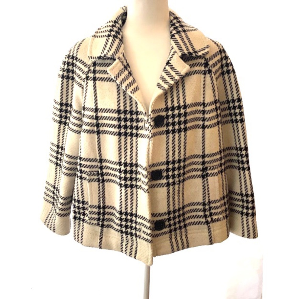 Black & White Plaid Tweed Coat